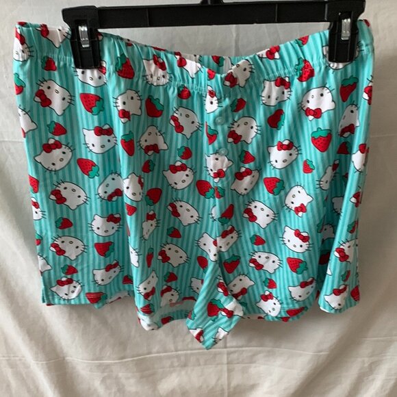 HELLO KITTY Strawberry Pajamas Set in Mint/Red Sz LARGE - Picture 5 of 6